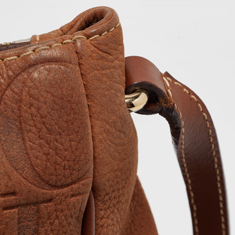 Pre Owned CH Carolina Herrera Brown Monogram Nubuck Leather Tote