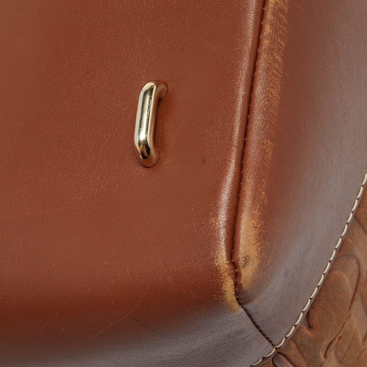Pre Owned CH Carolina Herrera Brown Monogram Nubuck Leather Tote