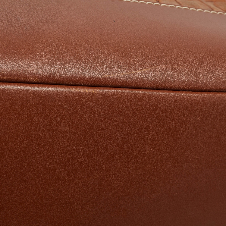 Pre Owned CH Carolina Herrera Brown Monogram Nubuck Leather Tote