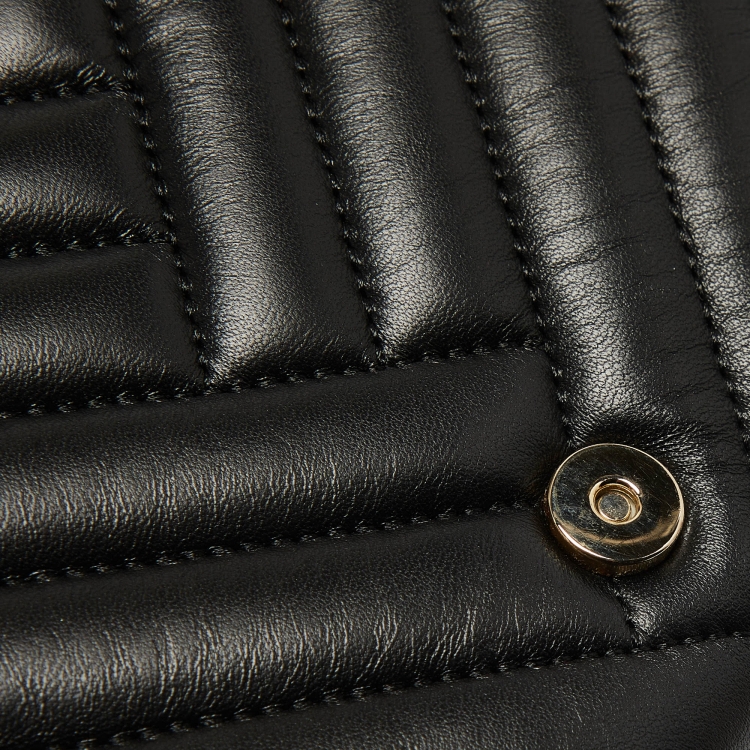 Pre Owned CH Carolina Herrera Black Quilted Leather Flap Bag