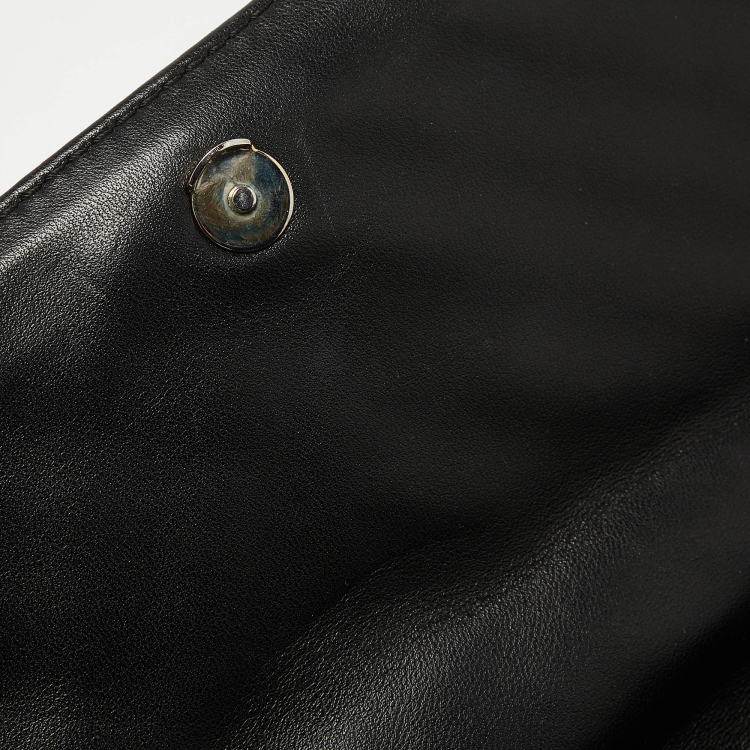 Pre Owned CH Carolina Herrera Black Quilted Leather Flap Bag