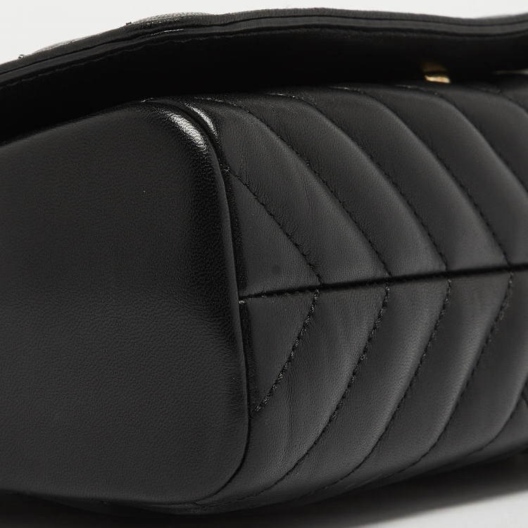Pre Owned CH Carolina Herrera Black Quilted Leather Flap Bag
