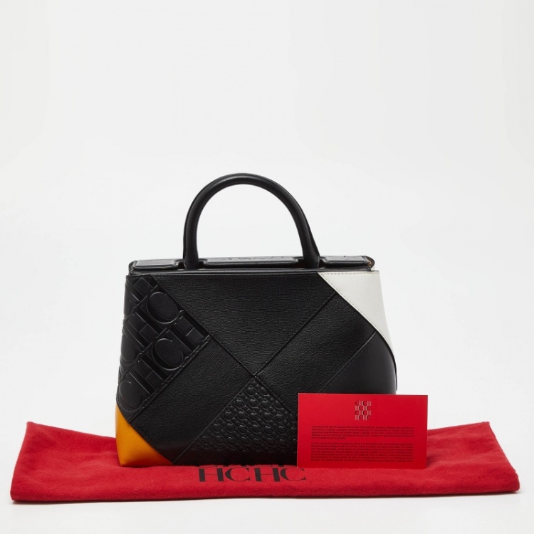 Pre Owned CH Carolina Herrera Tricolor Leather Top Handle Bag