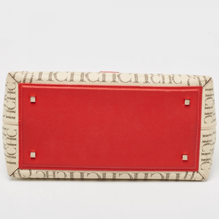 Pre Owned CH Carolina Herrera Multicolor Monogram Coated Canvas Top Handle Bag