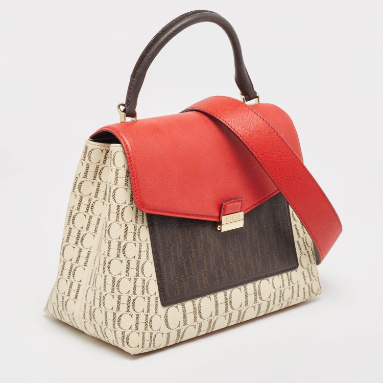 Pre Owned CH Carolina Herrera Multicolor Monogram Coated Canvas Top Handle Bag