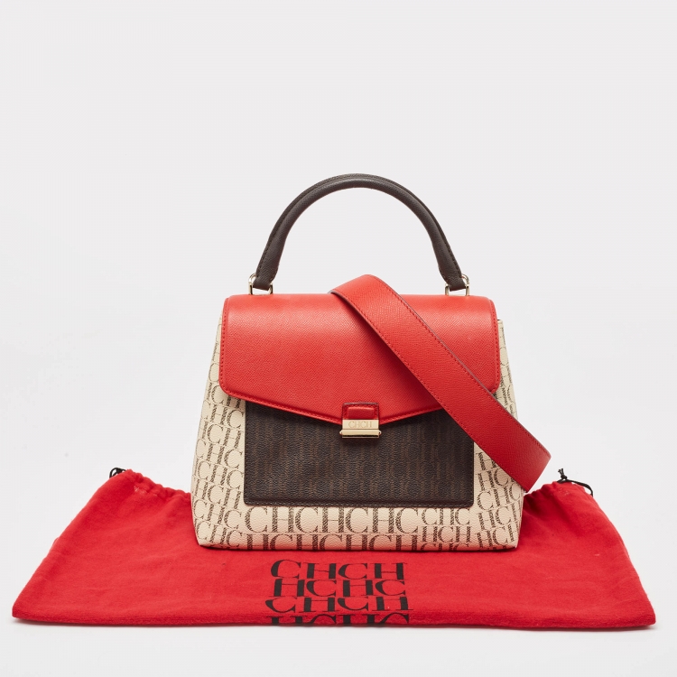 Pre Owned CH Carolina Herrera Multicolor Monogram Coated Canvas Top Handle Bag