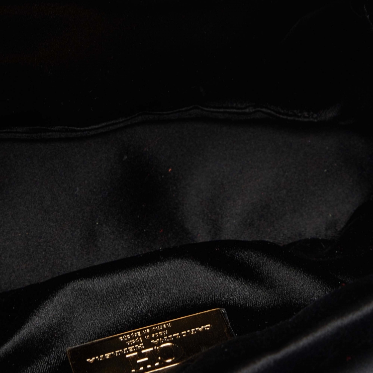 Pre Owned Ch Carolina Herrera Black Satin and Leather Chain Bag