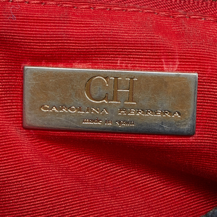Pre Owned CH Carolina Herrera Black CH Embossed Leather Flap Chain Shoulder Bag