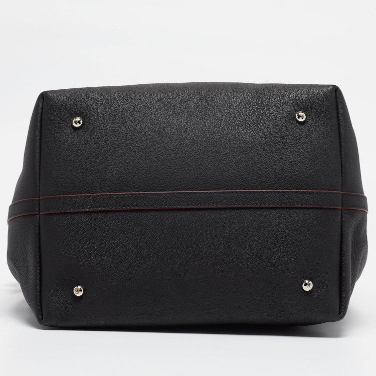 Pre Owned CH Carolina Herrera Black Leather Large Matryoshka Locked Tote