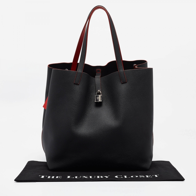 Pre Owned CH Carolina Herrera Black Leather Large Matryoshka Locked Tote