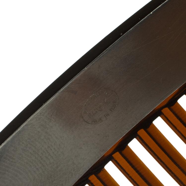 مملوكة مسبقًا Chanel Classic Black Leather Chain Link Hair Comb