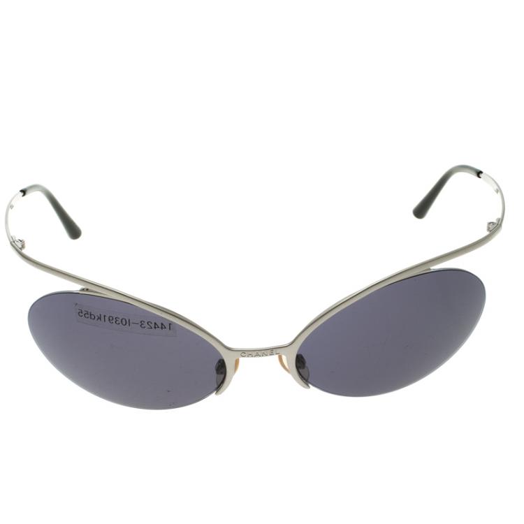 Chanel Clear Holographic Multi Color Tinted CC Silver Rimless Sunglasses