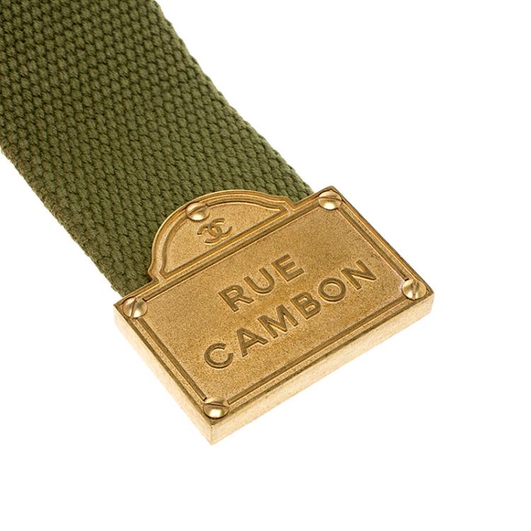 Pre Owned Chanel Green Canvas Symbol Print Belt 75cm