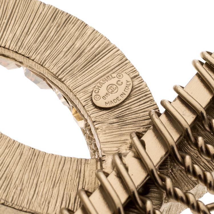 مملوكة مسبقًا Chanel CC Crystal Embellished Gold Tone Hair Comb