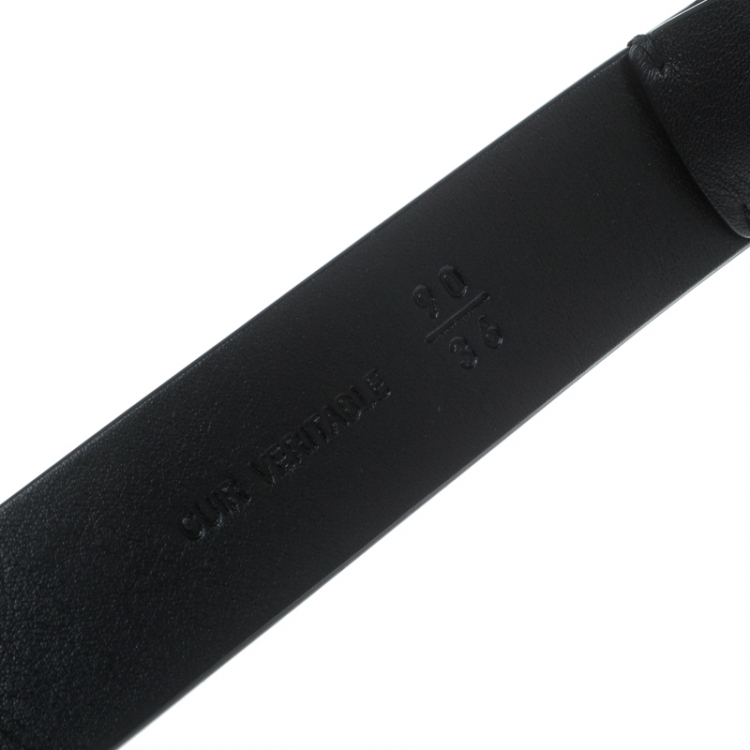 Pre Owned Chanel Black Leather CC Belt 90cm