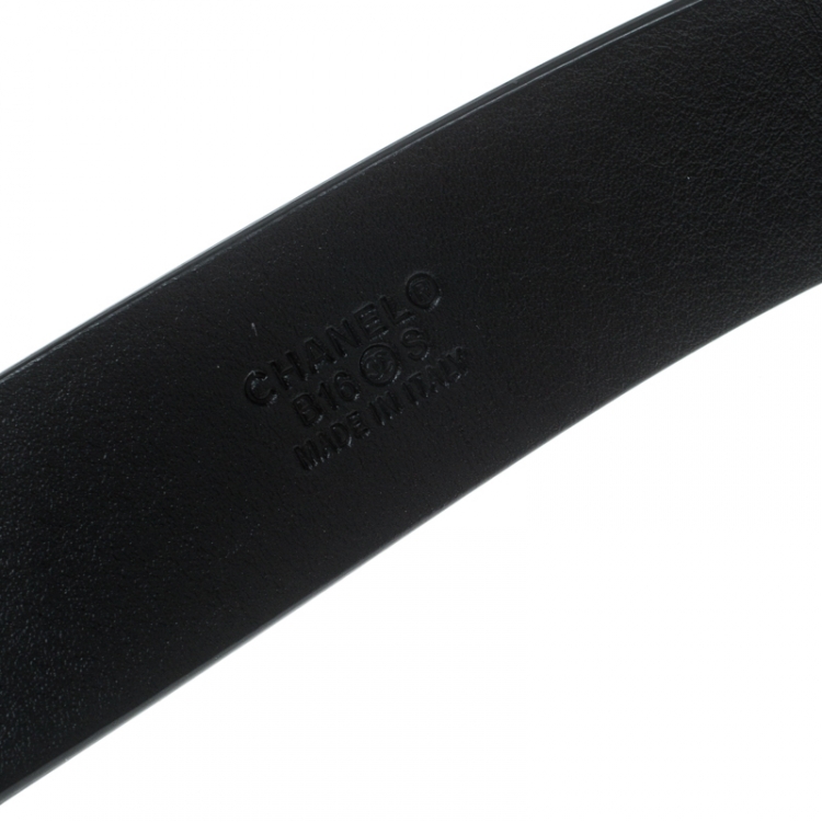 Pre Owned Chanel Black Leather CC Belt 90cm