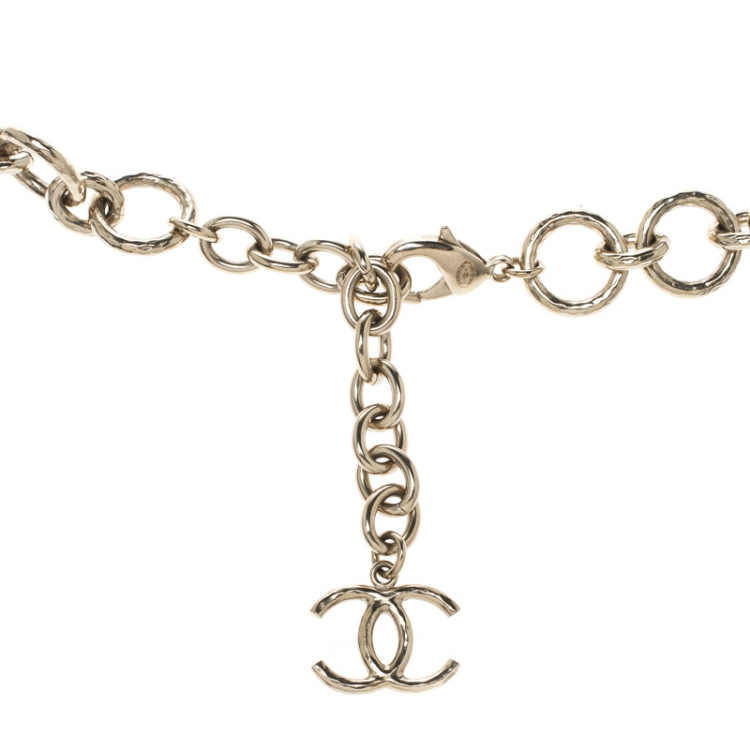 Pre Owned Chanel CC Logo Charm Gold Tone Chain Link Belt / Necklace