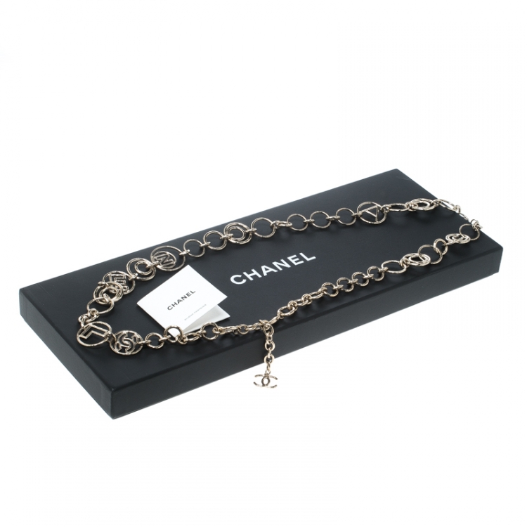 Pre Owned Chanel CC Logo Charm Gold Tone Chain Link Belt / Necklace