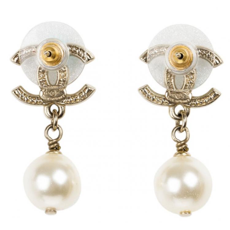 Chanel CC Pearl Earrings Chanel