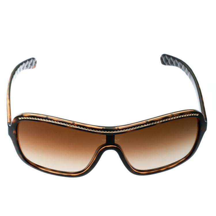 Chanel Brown/Brown Gradient 6043 Chain Link Shield Sunglasses Chanel