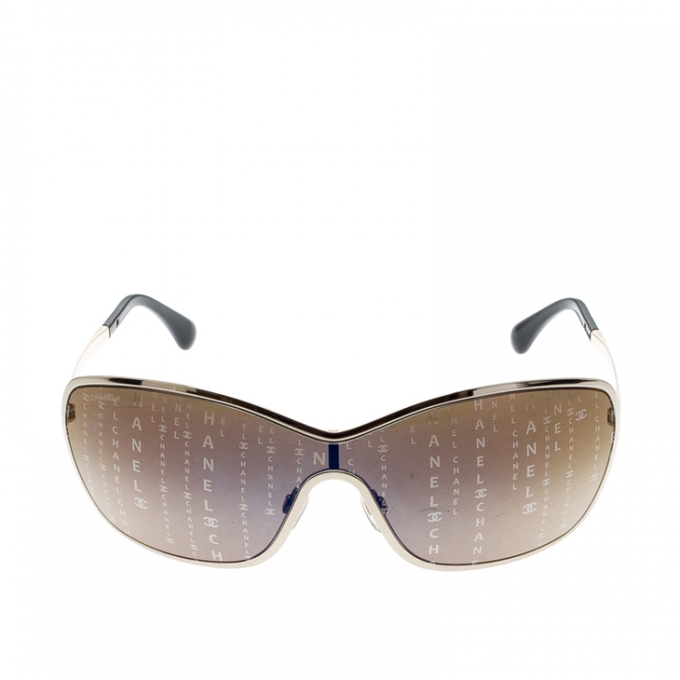 Chanel Gold/Brown Gradient Monogram 71212 Shield Sunglasses Chanel