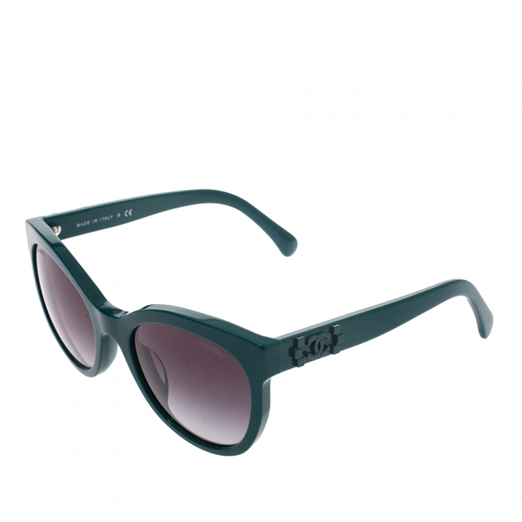 Pre Owned Chanel Dark Green Gradient 5315-A Wayfarer Sunglasses