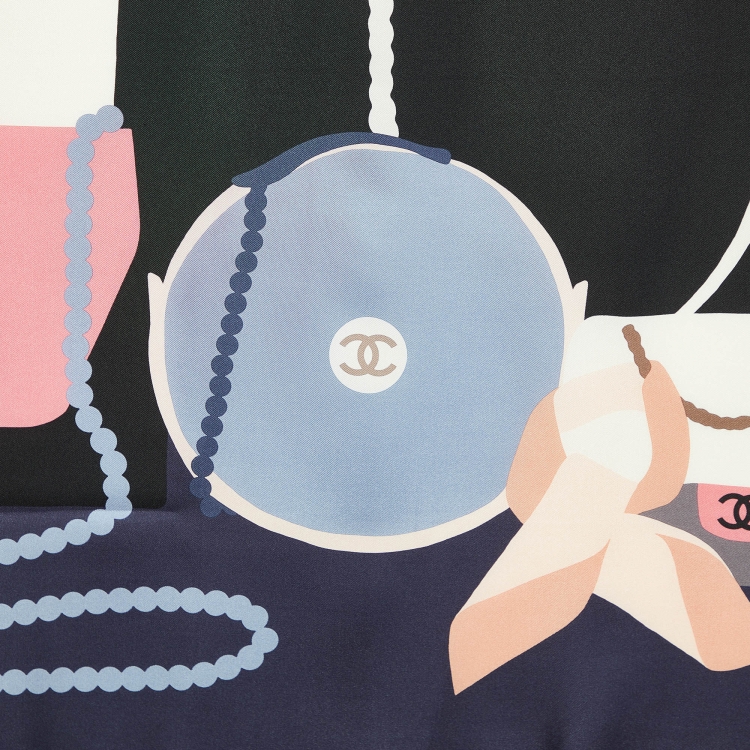 Pre Owned Chanel Multicolor Bags Print Silk Square Scarf