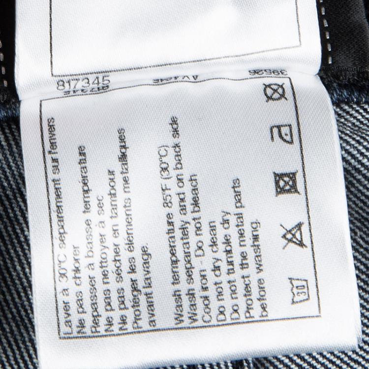 Pre Owned Chanel Indigo Dark Wash Denim Waist Applique Detail Stretch Jeans M