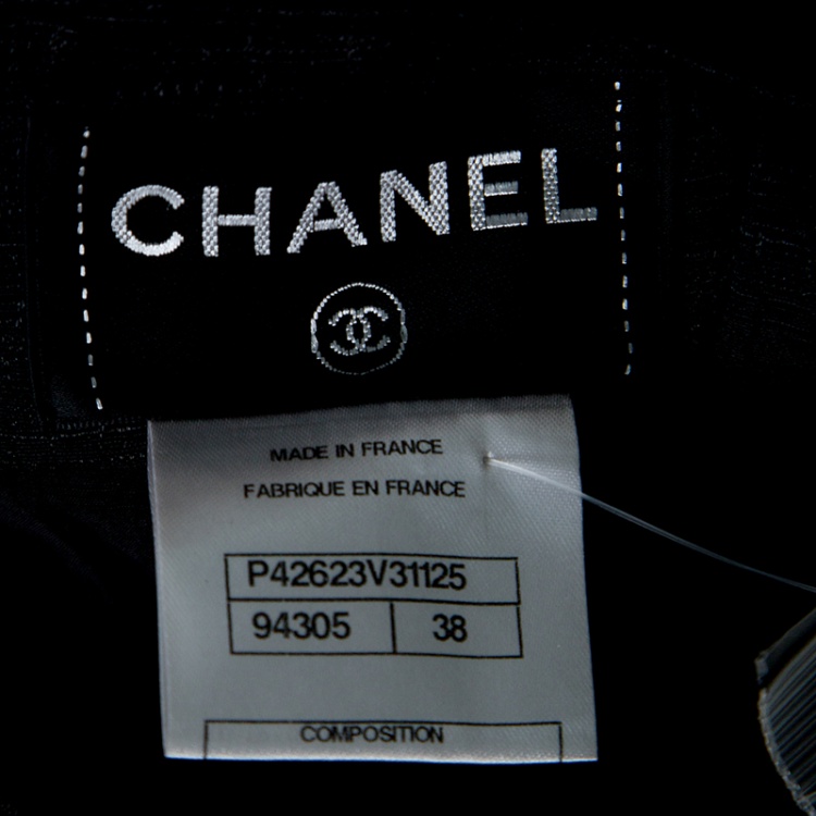 Pre Owned Chanel Black Textured Patch Pocket Detail Sleeveless Dress M