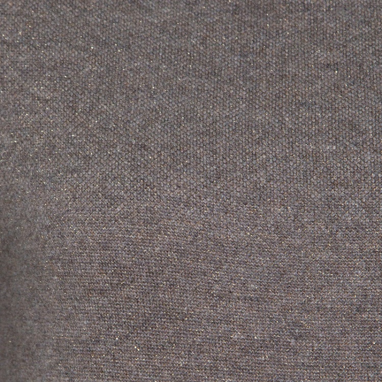 Pre Owned Chanel Brown Lurex Knit Long Sleeve Sweater Dress M