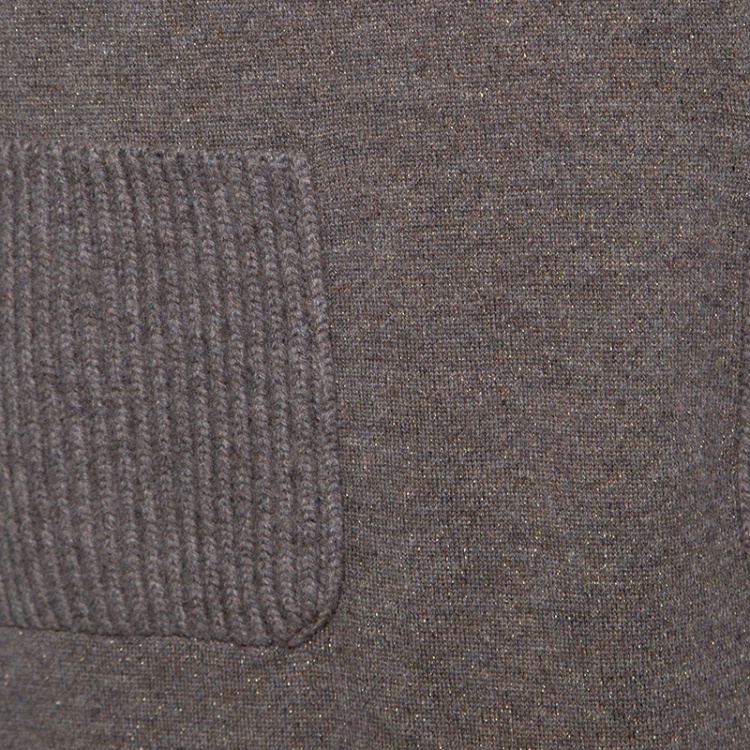 Pre Owned Chanel Brown Lurex Knit Long Sleeve Sweater Dress M