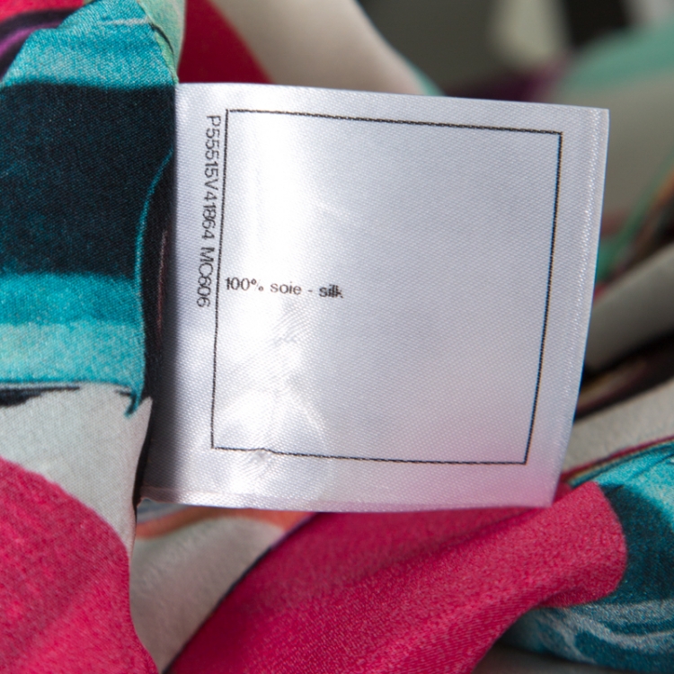 مملوكة مسبقًا Chanel Multicolor Car Printed Silk Tie Front Cropped Top S