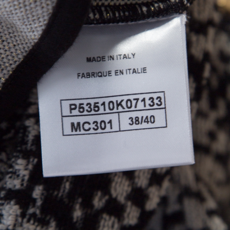 Pre Owned Chanel Monochrome Cotton Terry Roll Collar Cape Coat M