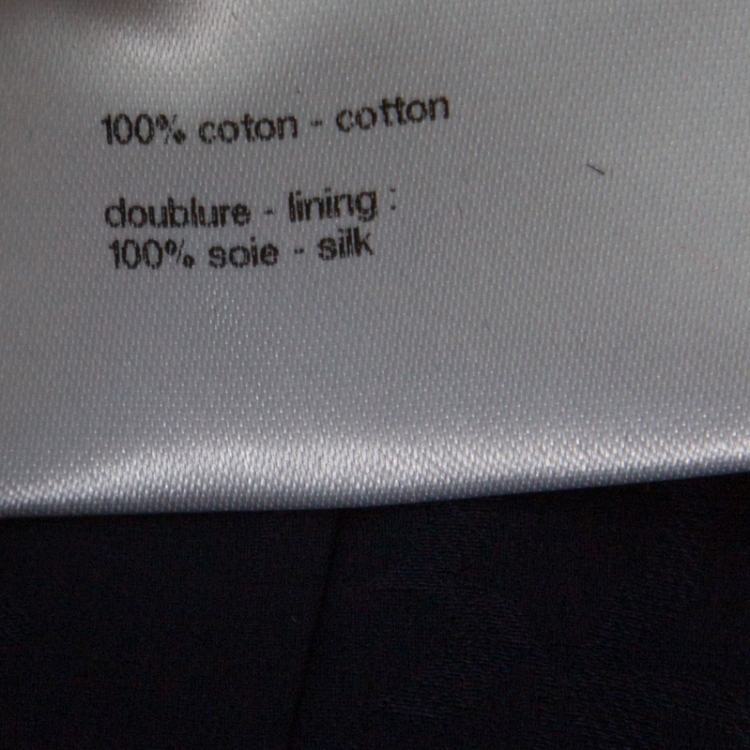 Pre Owned Chanel Indigo Blue Cotton Double Breasted Trench Coat L