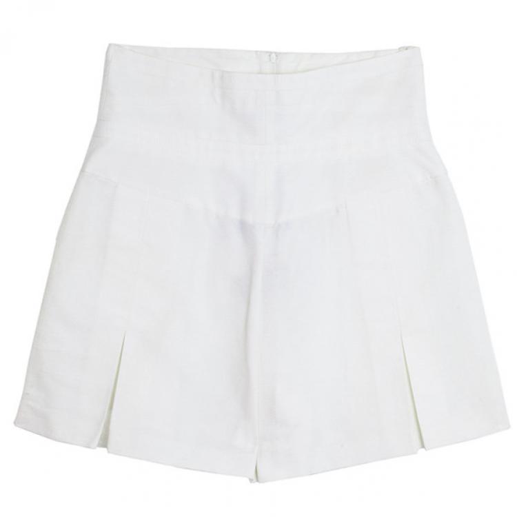 Pre Owned Chanel High Waist Pleated Shorts M