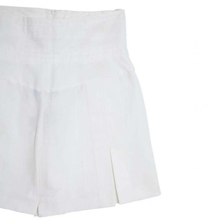 Pre Owned Chanel High Waist Pleated Shorts M