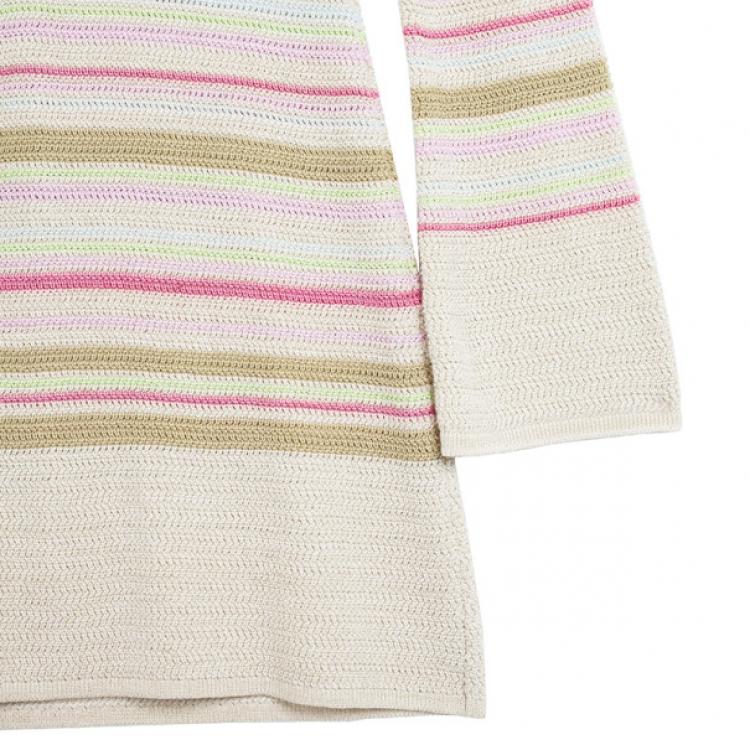 Pre Owned Chanel Striped Long Sleeved Dress M