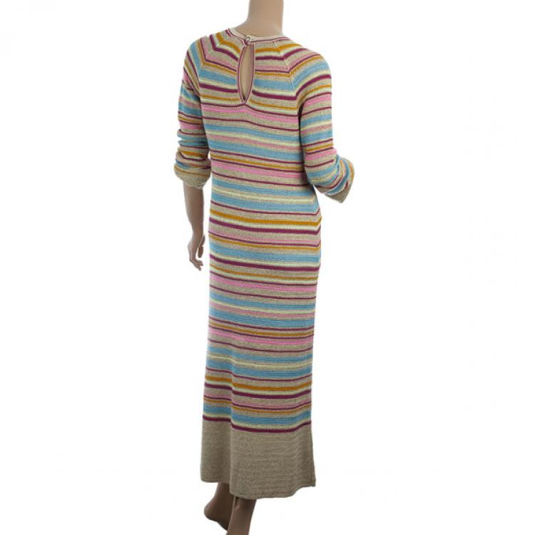 Pre Owned Chanel Resort 2011 Striped Long Sleeve Dress M