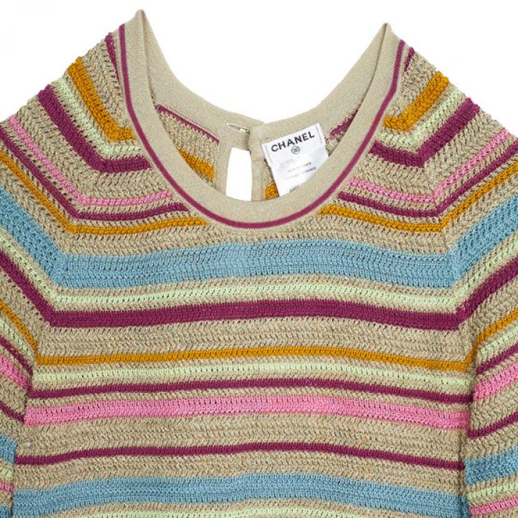 Pre Owned Chanel Resort 2011 Striped Long Sleeve Dress M