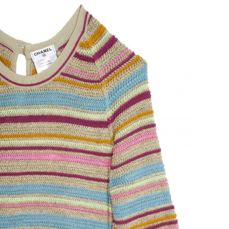 Pre Owned Chanel Resort 2011 Striped Long Sleeve Dress M