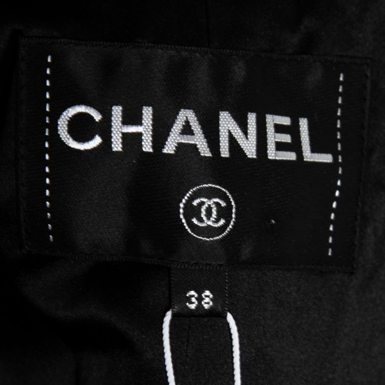 Pre Owned Chanel Black Silk Contrast Trimmed Long Sleeve Jacket M