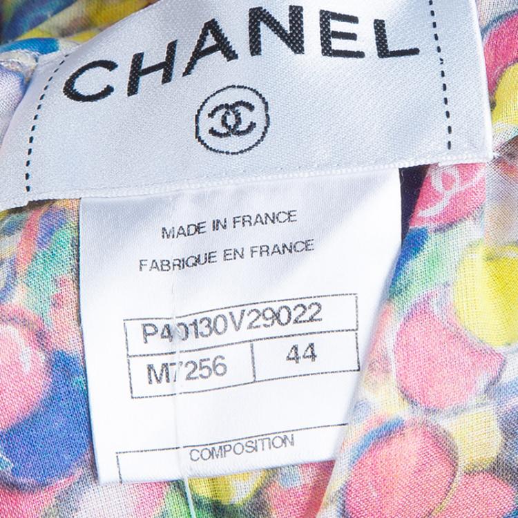 Pre Owned Chanel Multicolor Polka Dot Long Sleeve Dress L