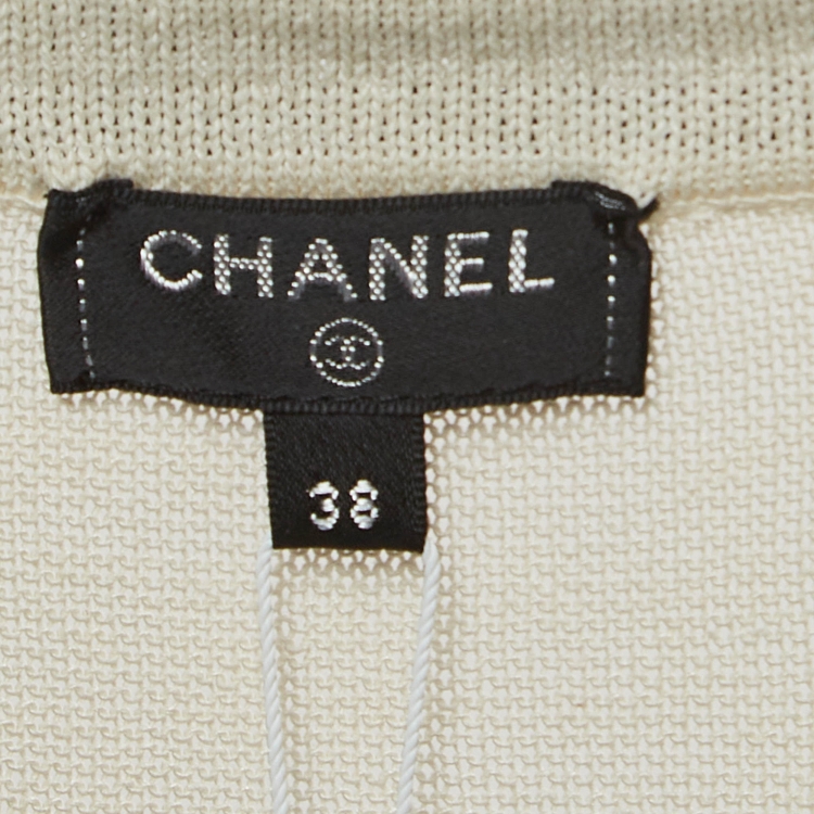 Pre Owned Chanel White/Black Knit Pocket Detail Mini Dress M