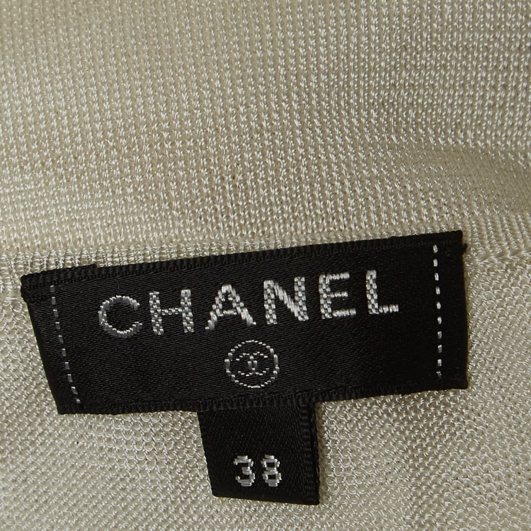 Pre Owned Chanel White/Black Knit Pocket Detail Mini Dress M