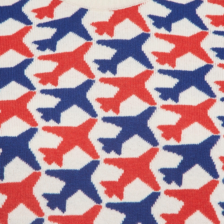 Pre Owned Chanel Off White Airplane Patterned Cashmere Knit Sweater M