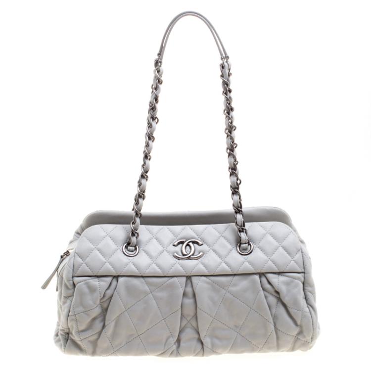 Chanel Grey Quilted Iridescent Leather Chic Quilt Bowling Bag Chanel | The  Luxury Closet