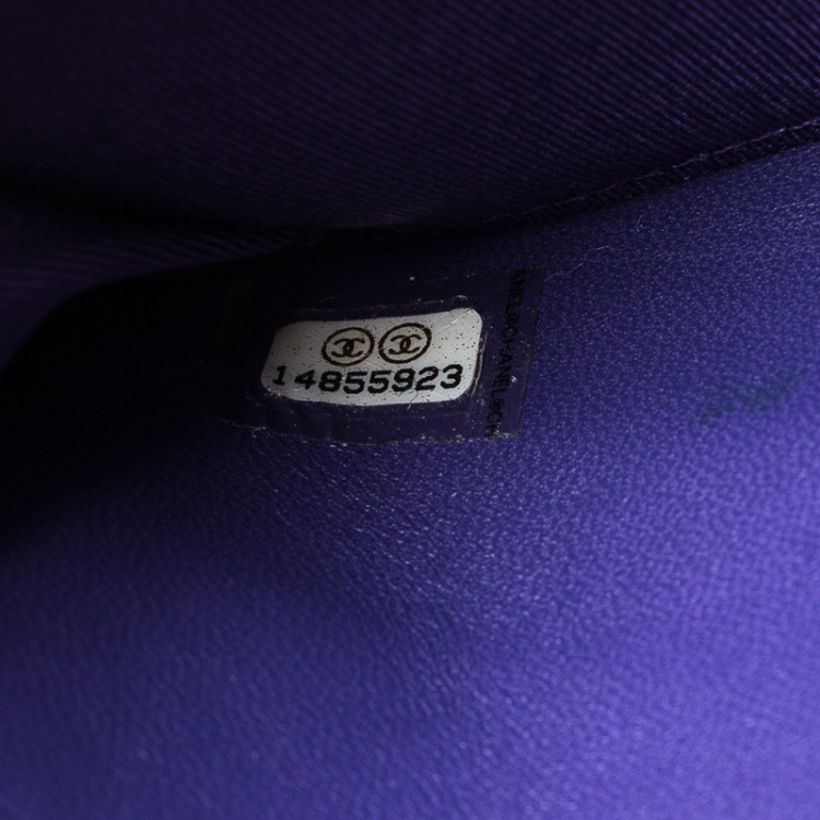 Pre Owned Chanel Purple Quilted Leather Reissue Zip Around Wallet
