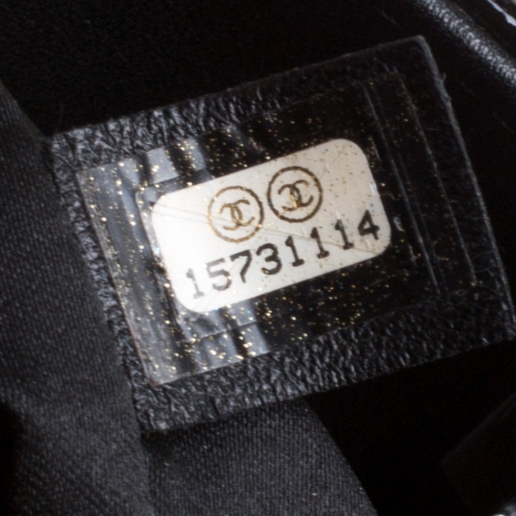 Pre Owned Chanel Black/Grey Striped Sequins Small Reissue Tote