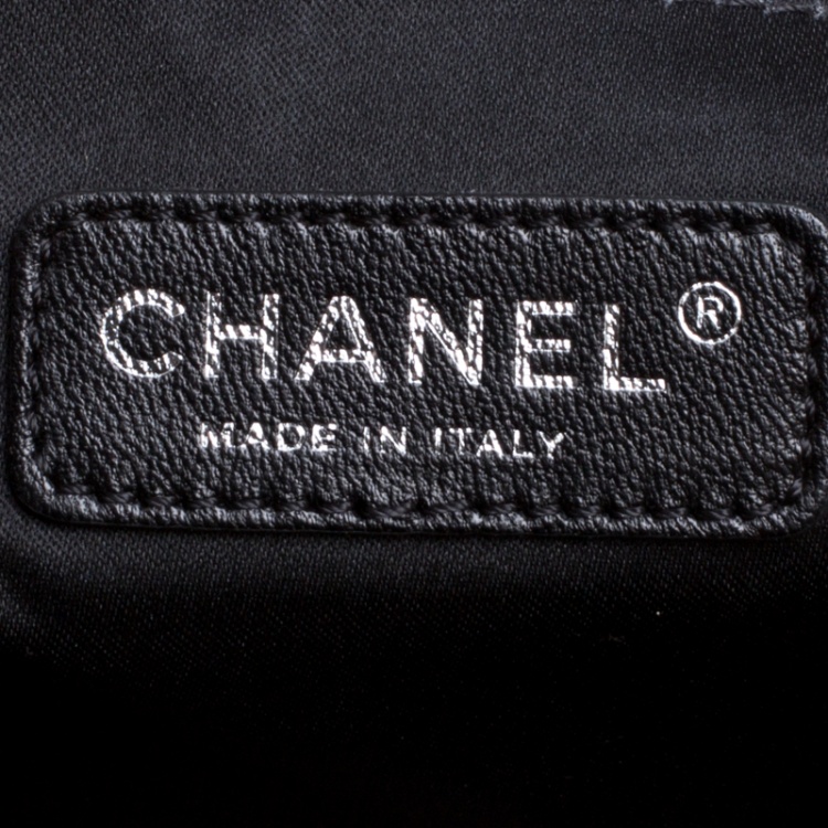 Pre Owned Chanel Black/Grey Striped Sequins Small Reissue Tote