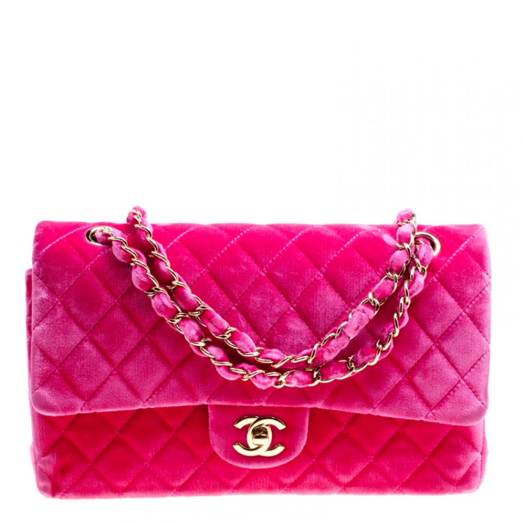 Chanel Fuschia Pink Quilted Velvet Medium Classic Double Flap Bag Chanel |  The Luxury Closet